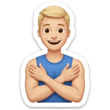 Arms crossed holding neck laughing guy sticker