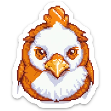 ultra-minimal blocky chicken head emoji with one large white square pixel, extremely simple and abstract, playful, matching Minecraft palette colors sticker