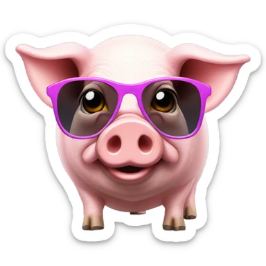 Pig with Brazilian glasses  sticker