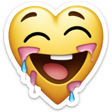 A laughing emoji with tears of joy but holding a broken heart. sticker