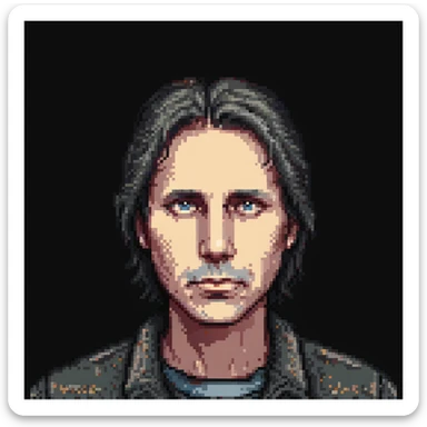 Pixel art portrait of John Doe, head and shoulders, retro video game style, neutral expression sticker
