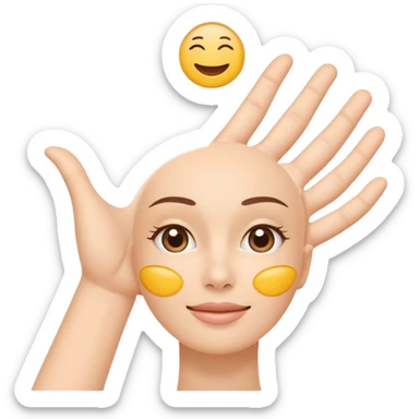 Minimal emoji of a hand lifting facial skin upward, clear skin-tightening gesture, gentle upward motion, natural wellness style, simple and readable icon, no beauty or cosmetic clinic references sticker