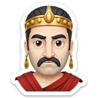 evil ancient greek king with toga ugly big nose sticker