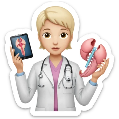  androgynous radiologist holding an image of the uterus sticker
