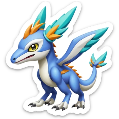 Colorful Meloetta-Latios-Wargreymon-Sergal-Pokémon-Digimon-Fakémon-fusion-hybrid-creature sticker