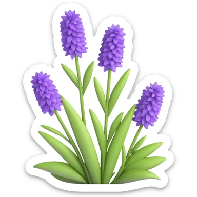 3D iOS style icon of woodland sage (Salvia nemorosa), showing upright purple flower stalks and textured green foliage, clean and modern look sticker