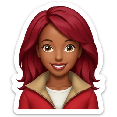Kelly Rowland, dark red hair, red outfit sticker