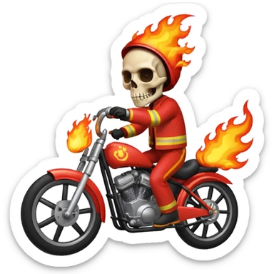 Give me a gost ride everything should be fire bike his bidy headr riding in a bike his eyes should be fire too skull too emoji sticker