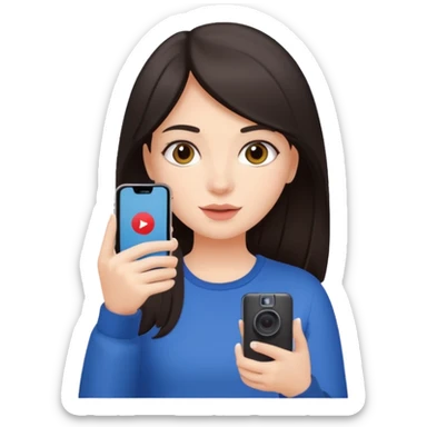 quiero crear una chica con una movil como si estuviese grabando cosas como si estuviese grabando vlog con el pelo oscuro  sticker