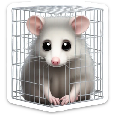 Sad Opossum in a cage sticker
