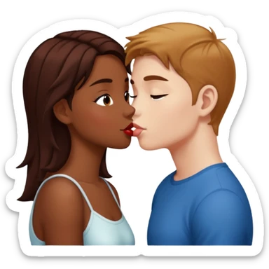 Kiss marron skin girl and White skin boy  sticker