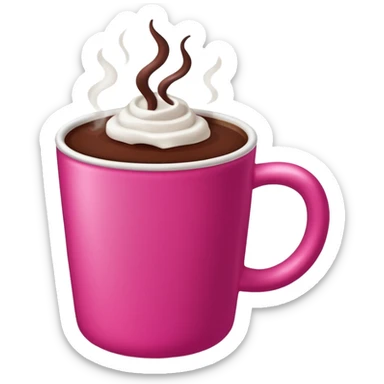 a regular hot pink cup with hot chocolate in it, no designs sticker