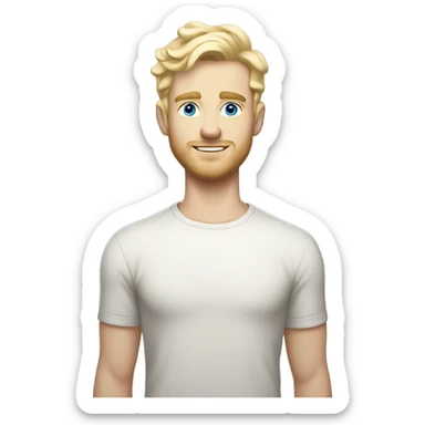 full body standing light curl blonde 30yo man blue eyed pale skin sticker