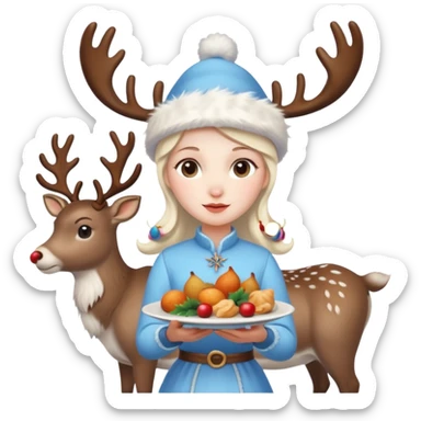 please include christmas attributes: deer, food, santa, snow maid sticker