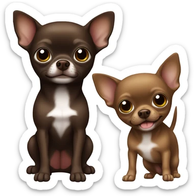 Dark brown Chihuahua and one half-down ear sticker