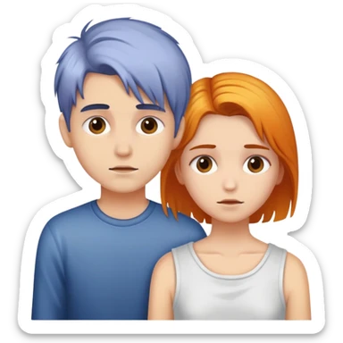 a boy and a girl dying their hair sticker