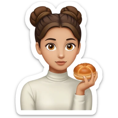 girl with brown eyes, olive complexion, brown hair in a bun sticker