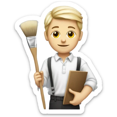 white schoolboy artist with palette and brush sticker