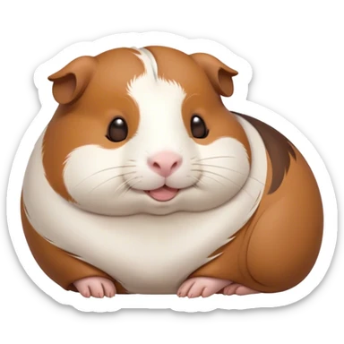 Meme-Worthy Cute Sleeping Brown and White Banded Guinea Pig Portrait Emoji, Head resting peacefully with a contented smile, showcasing a delightfully chubby build and a luxuriously soft banded coat of brown and white, eyes shut in a serene, cozy nap, Simplified yet hilariously adorable features, highly detailed, glowing with a soft, drowsy light, high shine, relaxed and utterly lovable, stylized with an air of playful laziness, bright and heartwarming, soft glowing outline, capturing the essence of a comically sleepy guinea pig, so meme-worthy it feels like it could instantly become the next viral sensation of adorable slumber! sticker