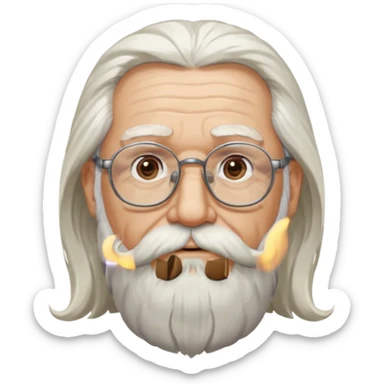 old man with long hair and beard wearing glasses  sticker