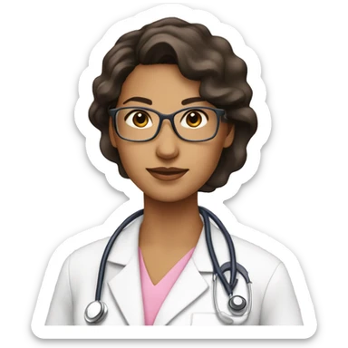 Woman doctor latina scrub pink sticker