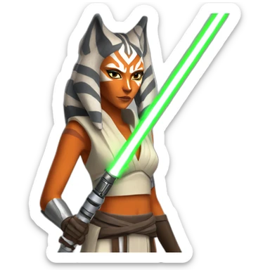 Hot Ahsoka Tano (full body, horns) white lightsaber sticker