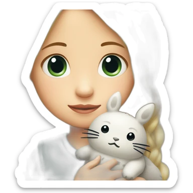 bébé fille blonde décoiffée avec une peluche Totoro  sticker