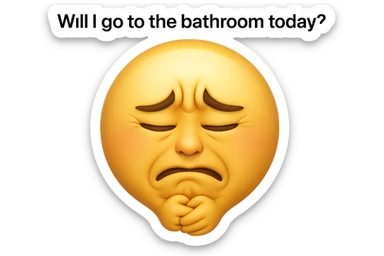 emoji stile iphone che riguarda l'argomento "stipsi/andrò al bagno oggi?", iperrealistico 4k sticker