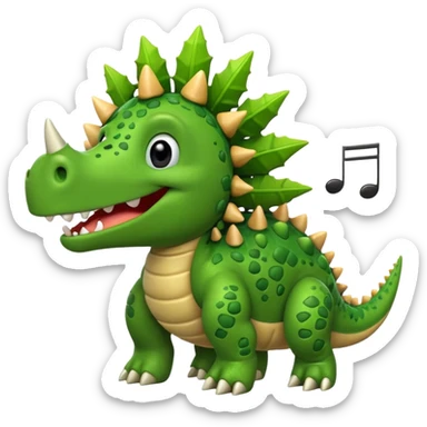 cartoon stegosaurus with music notes funny sticker