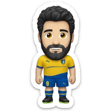 Caucassian black hair and beard. Boca juniors jersey sticker