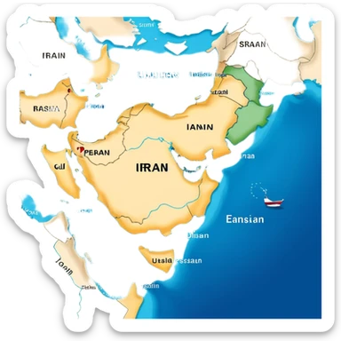 Map of the Persian Gulf of Iran sticker