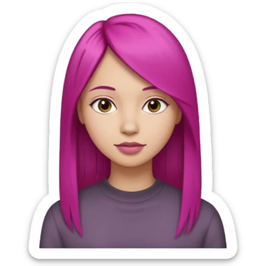 fuchsia charcoal color dyed straight hair on a woman emoji 👩🏼 sticker