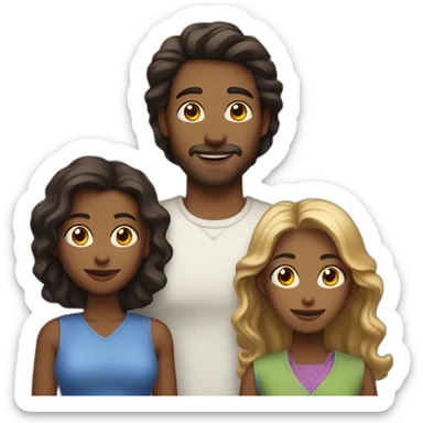 white brown hair man with ebony woman and two kids male and female sticker