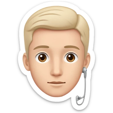 young man with hearing aid sticker
