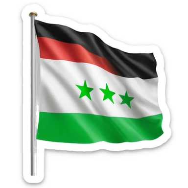 New syrian flag with green on the top, white in the middle with 3 red stars, and black at the bottom sticker