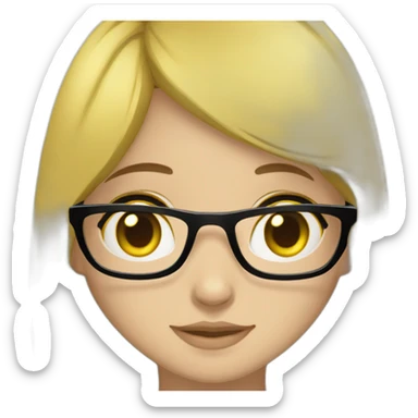 Yellowskin wearingglasses bigeyes blackhair skirt students sticker