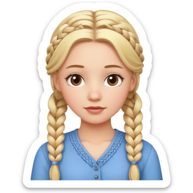 white girl with blonde braids all over her hair  sticker