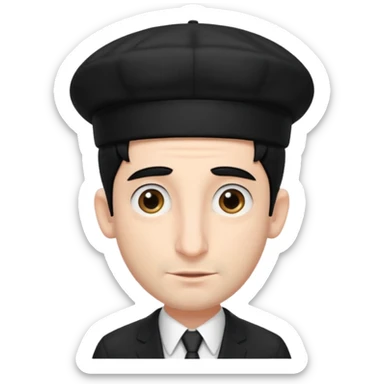 jewish man with a black kippah, black hair, very large nose, wearing a black suit with a white shirt, and has peyot hairstyle sticker