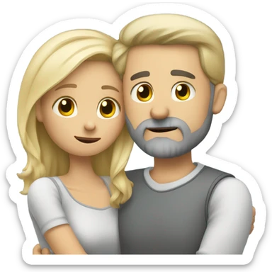 Blonde female friend comforting hug to grey bearded guy friend  sticker