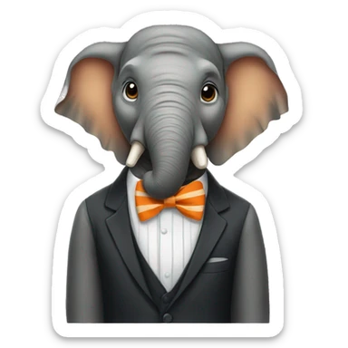 elephant with a tiger striped bow tie sticker