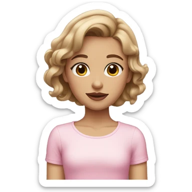 A girl with hazel eyes and light brown hair and big pink lips  sticker