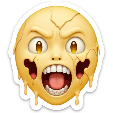 Yellow emoji face ripping it’s skin off with its hands screaming in horror sticker
