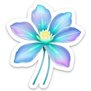 Pastel iridescent transparent bioluminescent flower sticker