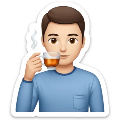 Emoji of somebody drinking tea and giving side eye sticker