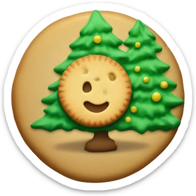 Just One simple Round plain cookie with a green Christmas tree in the center very basic sticker