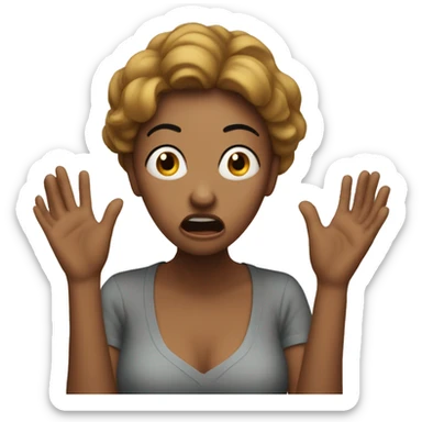 create a scared woman with her hands on herface sticker