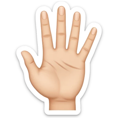 hands palm is facing the screen. on that hand you have to raise a thumb, index and middle fingers sticker