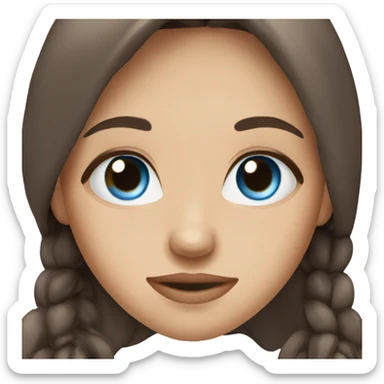 Beautiful girl with warm skin and long dark brown hair and blue eyes sticker