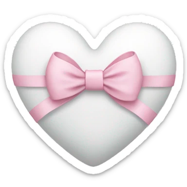 white heart with light pink ribbon bow sticker