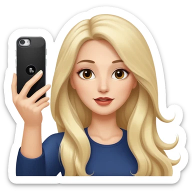 White woman gorgeous make up long hair taking selfie  sticker